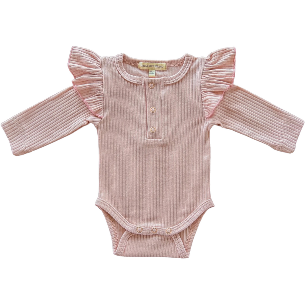 Organic Ribbed Frill Bodysuit